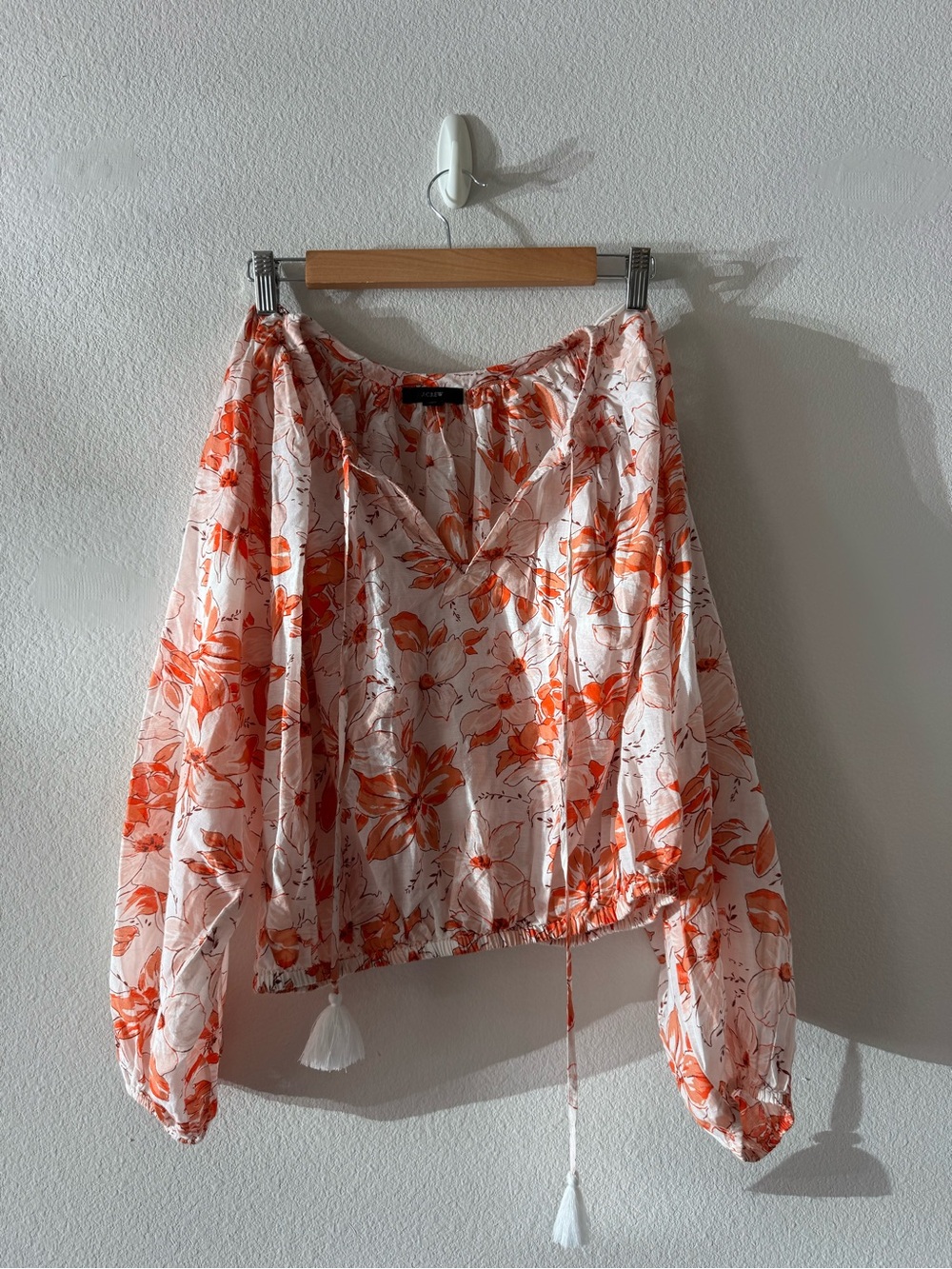 J. Crew Orange Floral Off-Shoulder Blouse